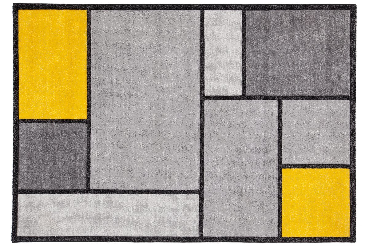 Alfombra amarillo y gris 160 x 230 cm - CUBIK