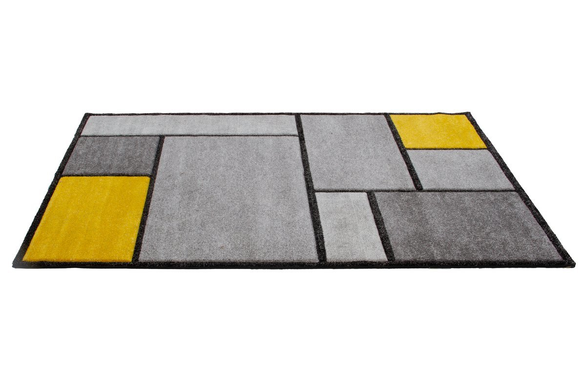 Alfombra amarillo y gris 160 x 230 cm - CUBIK