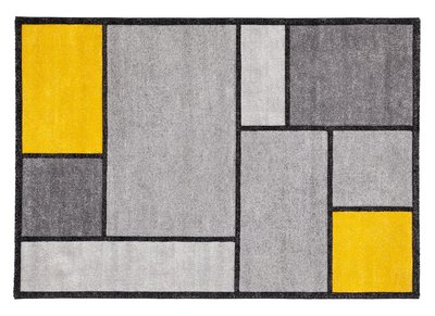 Alfombra amarillo y gris 160 x 230 cm - CUBIK - Alfombra amarillo y gris 160 x 230 cm - CUBIK
