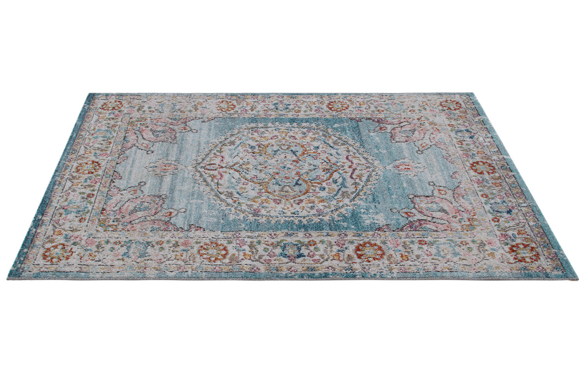 Alfombra azul con dibujo multicolor 160נ230cm TAET