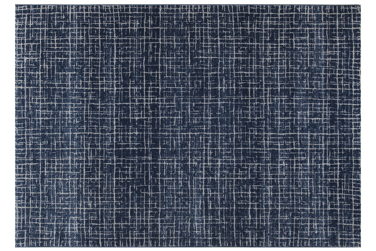 Alfombra azul con motivo grfico 200 x 290 cm SAPHIR