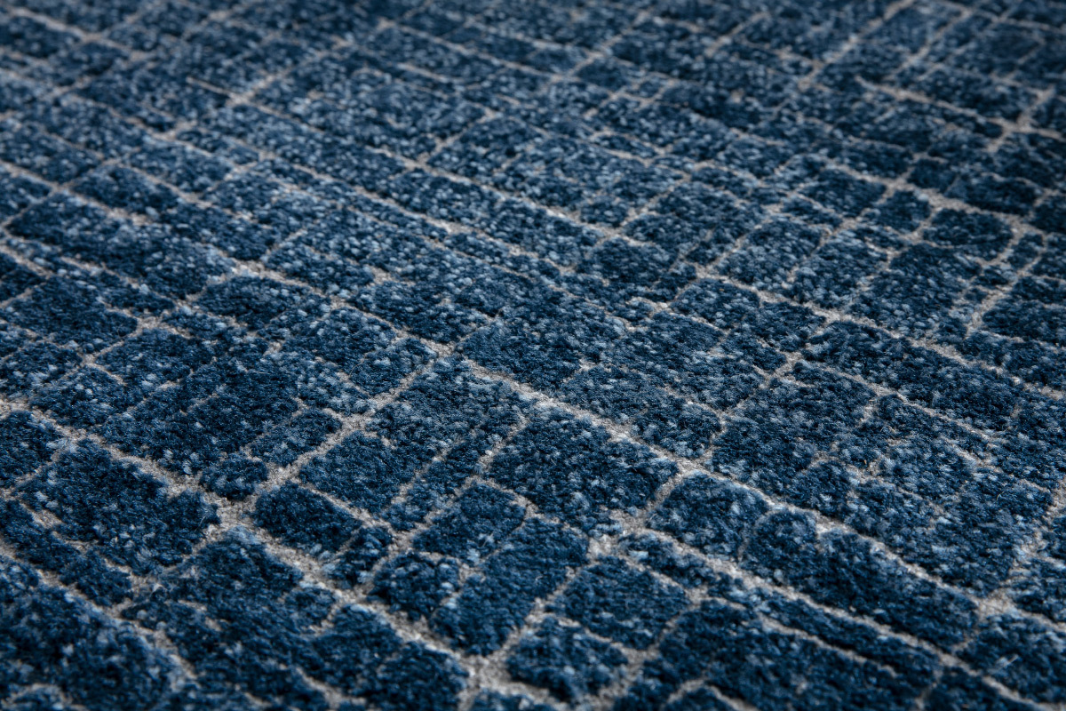 Alfombra azul con motivos grficos 160 x 230 cm SAPHIR
