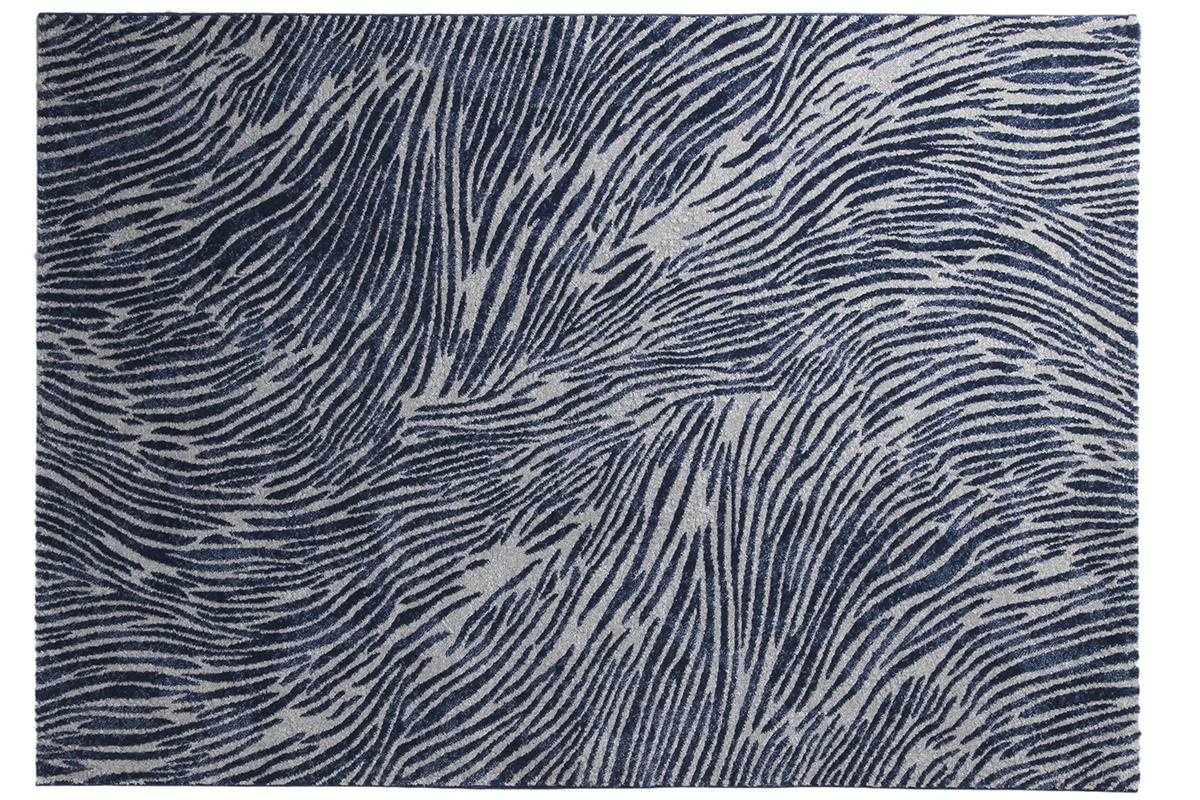 Alfombra azul y gris con motivos 160 x 230 cm SEA