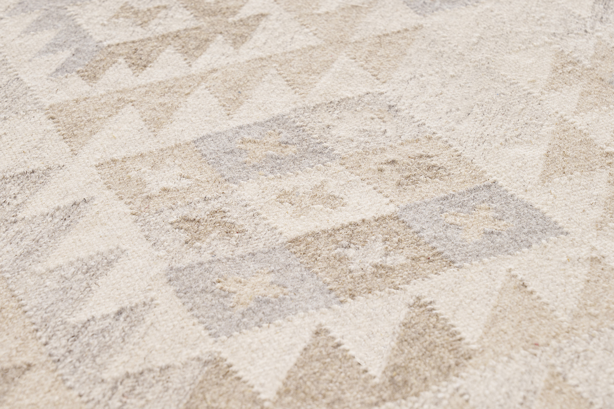 Alfombra bereber beige con motivos de lana y algodn 160 x 230 cm MAKA