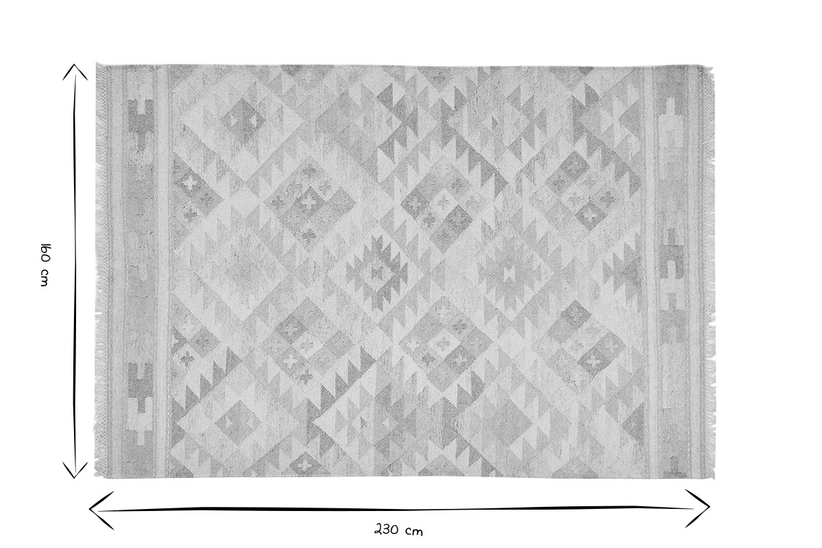 Alfombra bereber beige con motivos de lana y algodn 160 x 230 cm MAKA