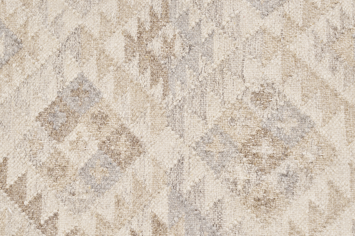 Alfombra bereber beige con patrones de lana y algodn de 60 x 120 cm MAKA