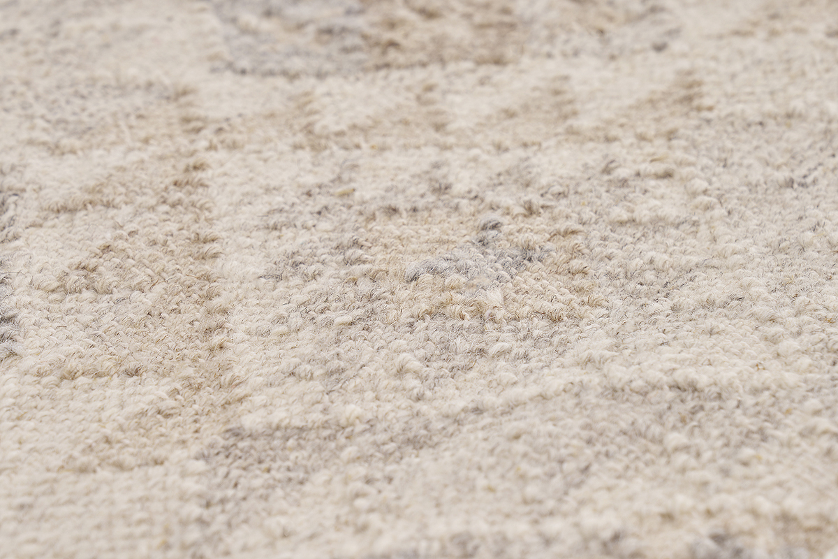 Alfombra bereber beige con patrones de lana y algodn de 60 x 120 cm MAKA