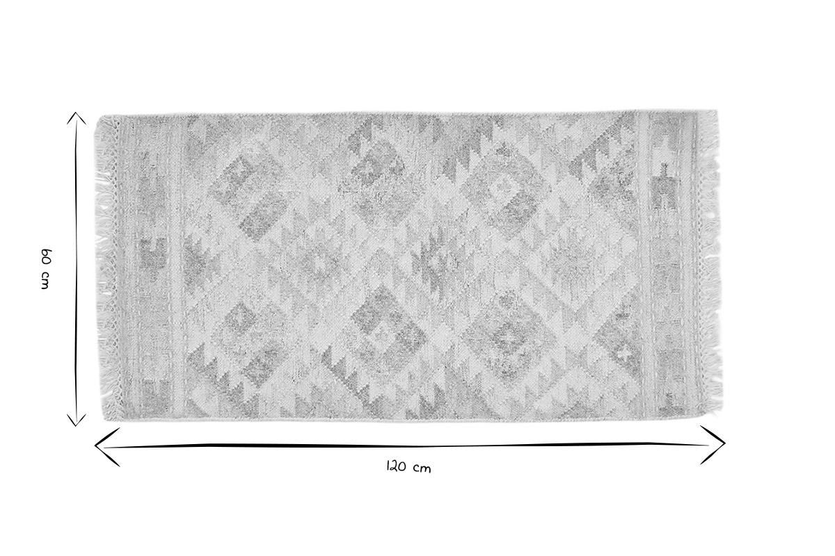 Alfombra bereber beige con patrones de lana y algodn de 60 x 120 cm MAKA