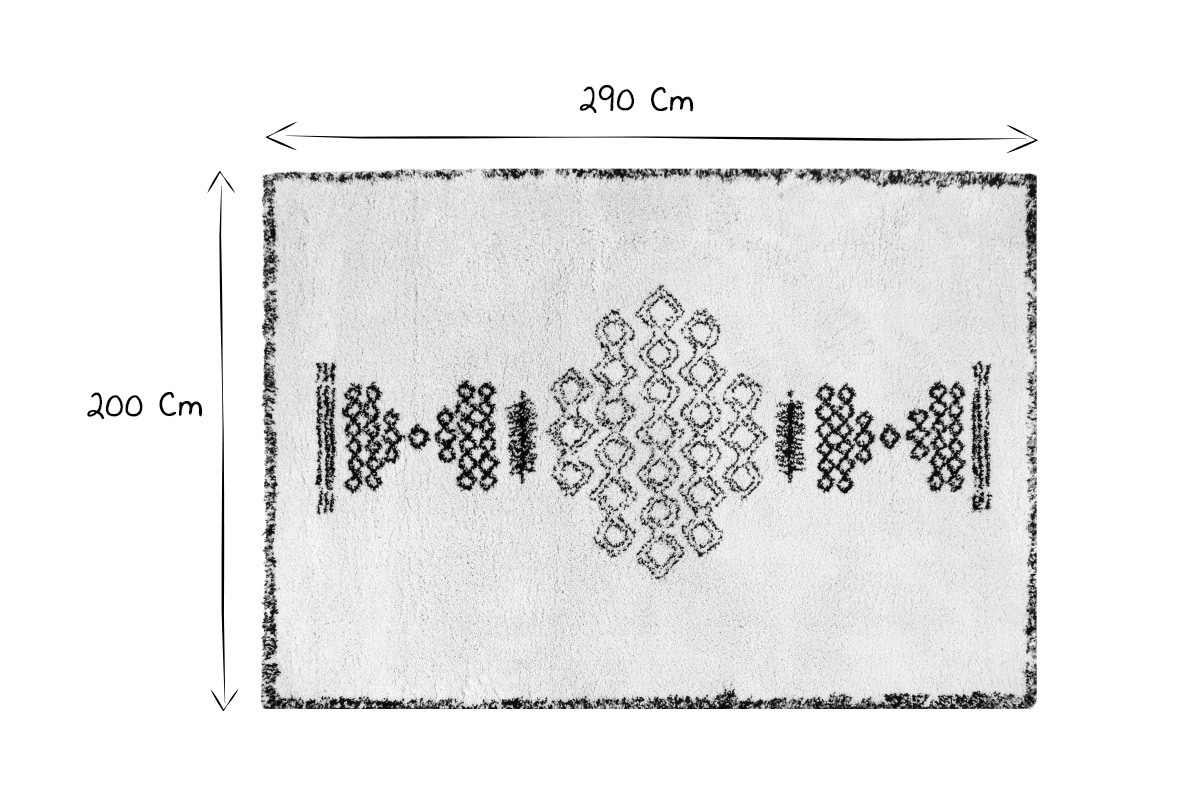 Alfombra bereber negra y blanca 200 x 290 cm OYO