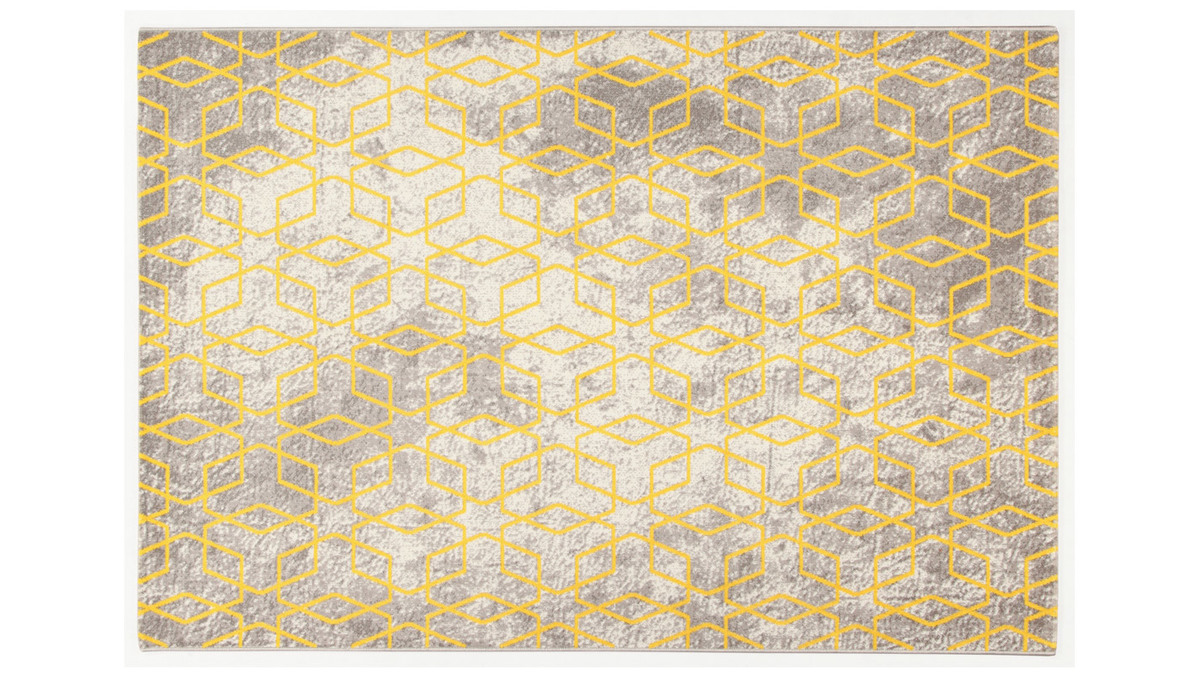 Alfombra color crudo con motivos amarillos 160 x 230 cm SOHO