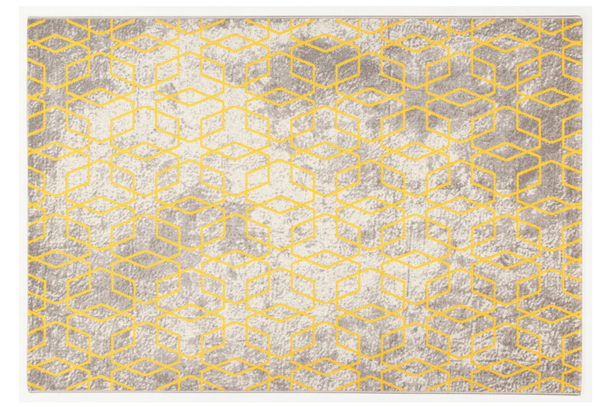 Alfombra color crudo con motivos amarillos 160 x 230 cm SOHO