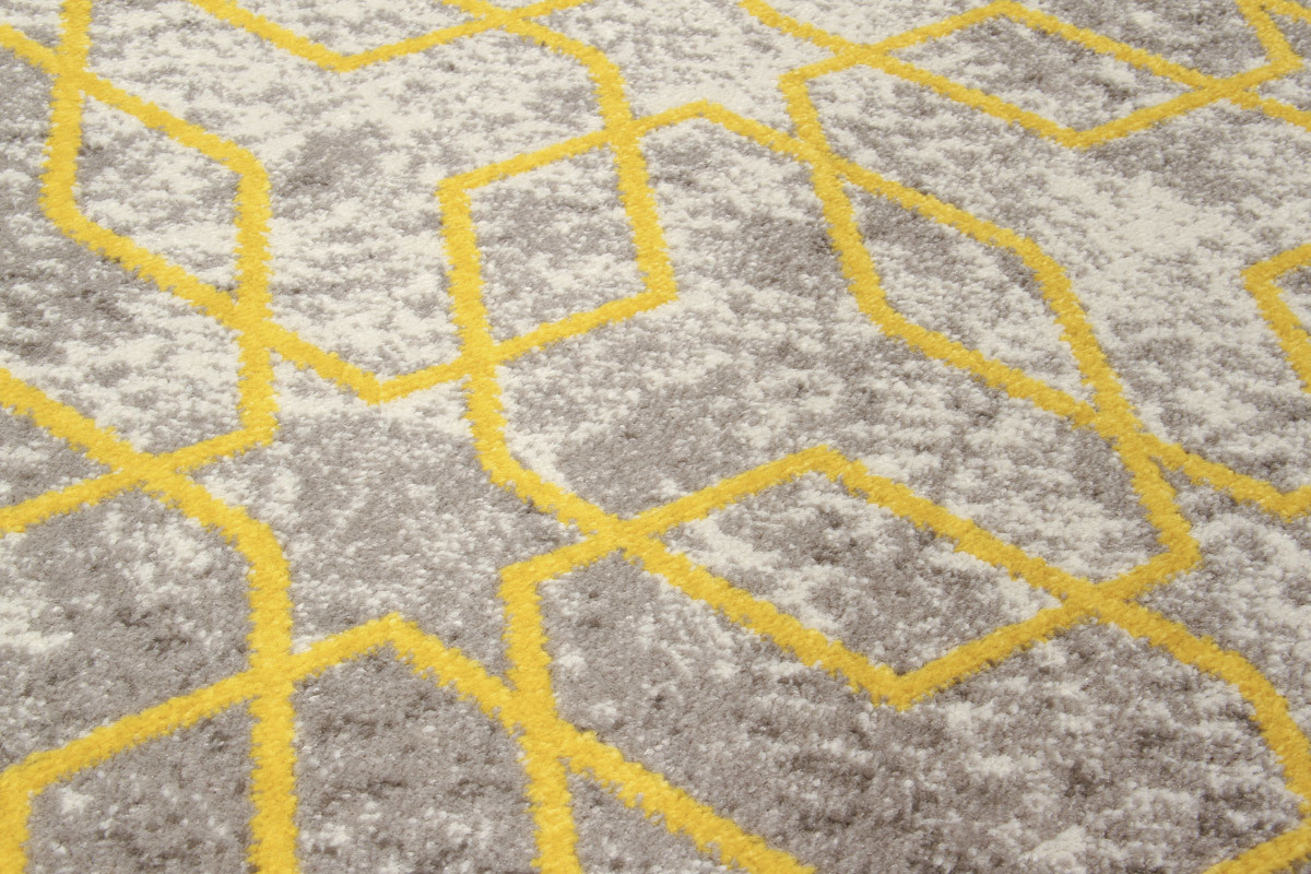 Alfombra color crudo con motivos amarillos 160 x 230 cm SOHO
