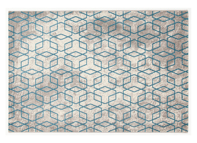 Alfombra color crudo con motivos azules 160 x 230 cm SOHO