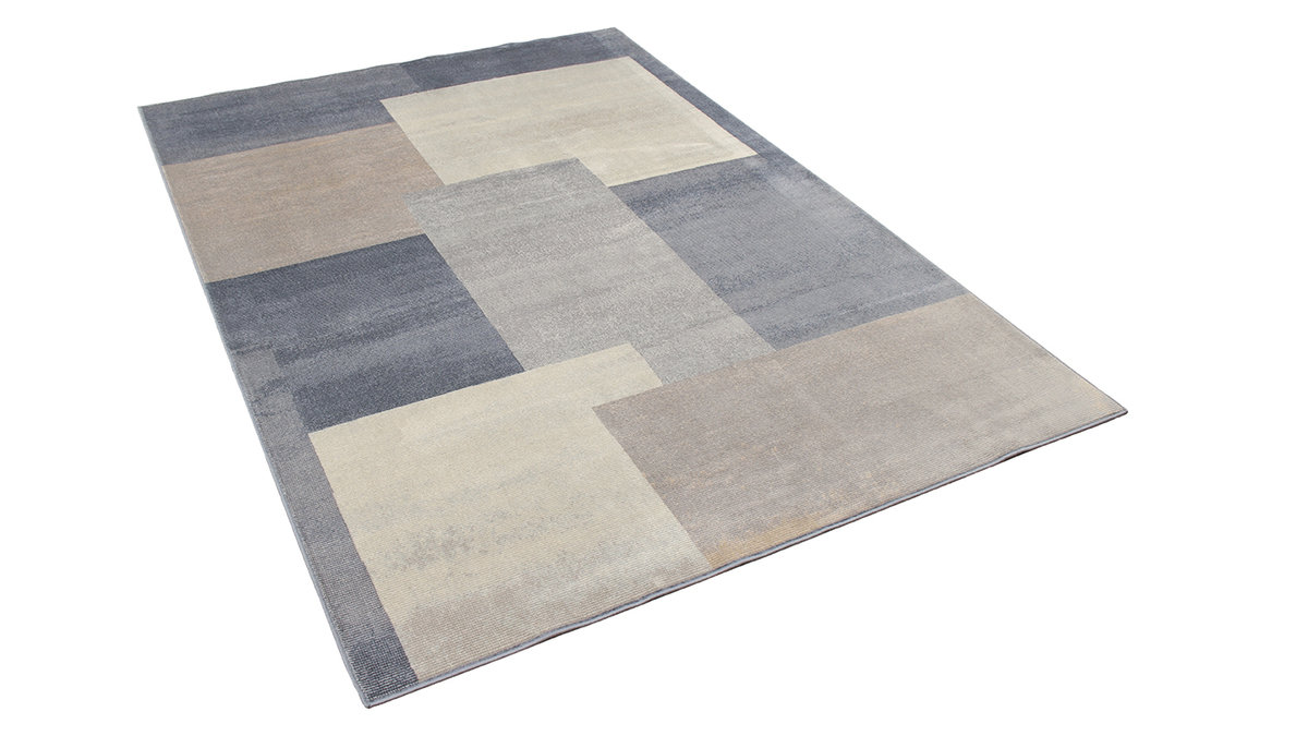 Alfombra con estampado grfico gris, beige y topo 160נ230cm KAPUA