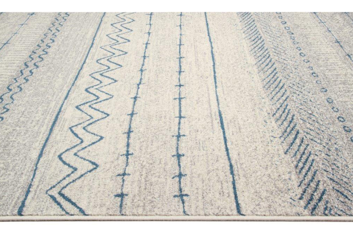 Alfombra con motivos  beige y azul 150 x 220 cm TRIBAL