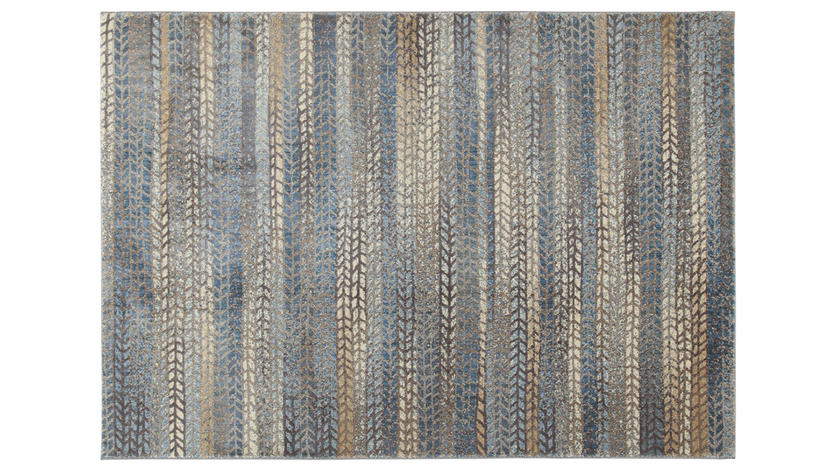 Alfombra con motivos grficos azul, marrn y gris 160 x 230 cm EPIS