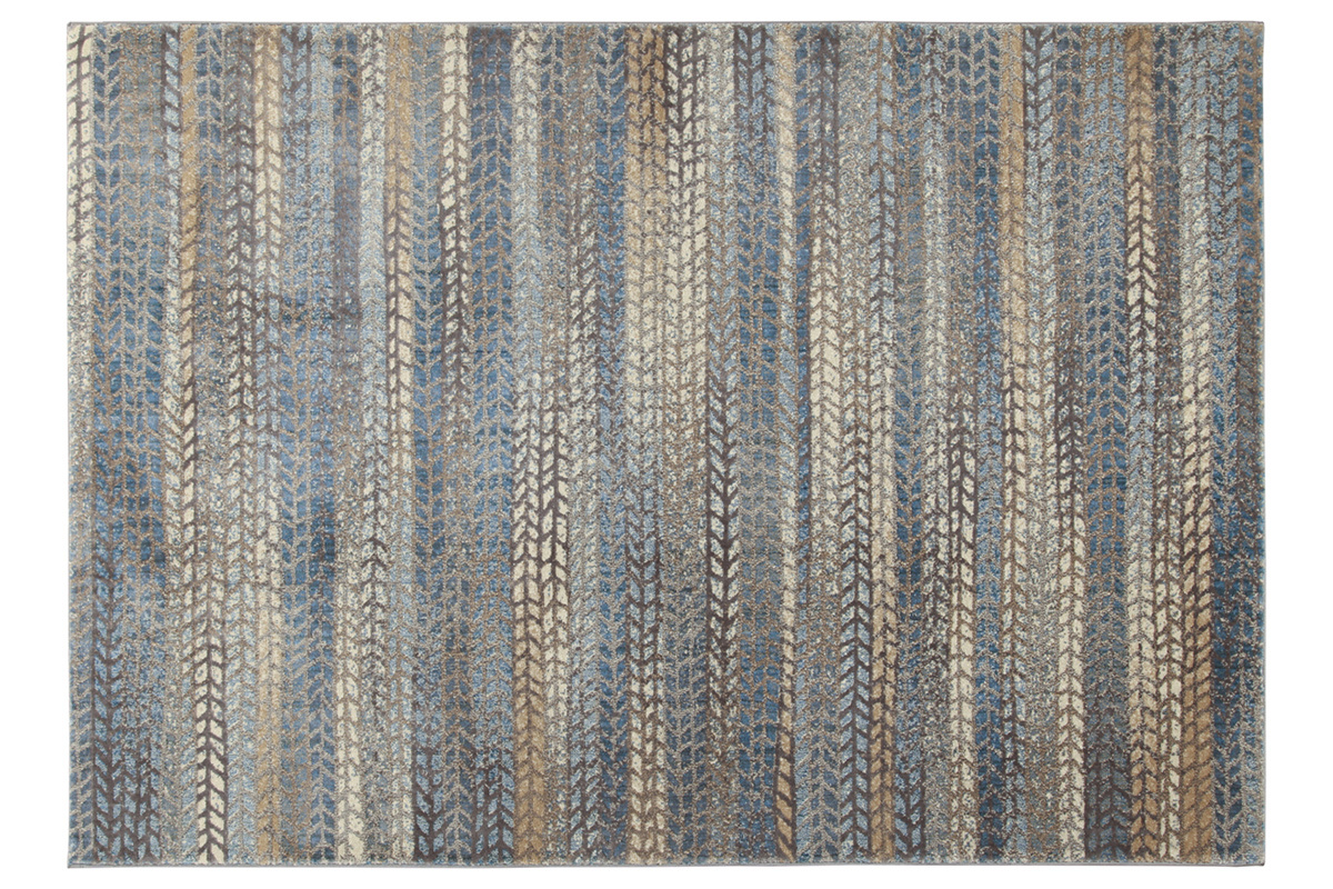 Alfombra con motivos grficos azul, marrn y gris 160 x 230 cm EPIS