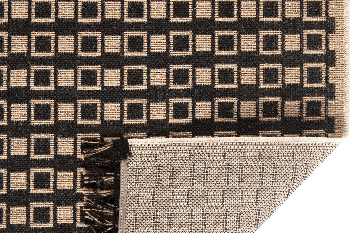 Alfombra de cama con diseo grfico natural y negro 60נ110cm DAMA