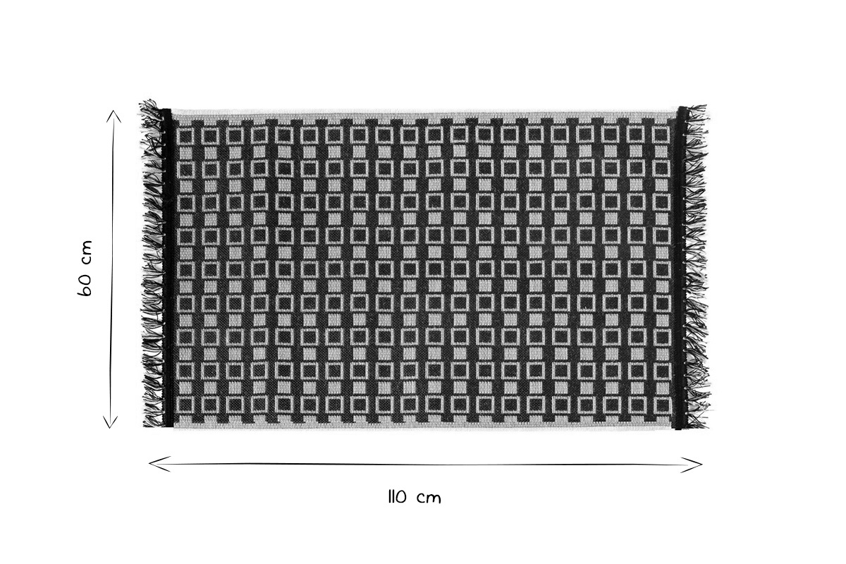 Alfombra de cama con diseo grfico natural y negro 60נ110cm DAMA