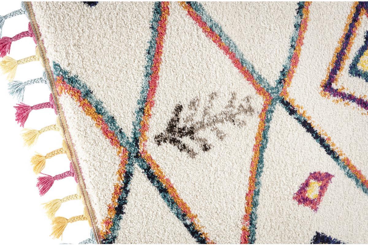 Alfombra de estilo bereber con pompones multicolor 160נ230cm MEDINA