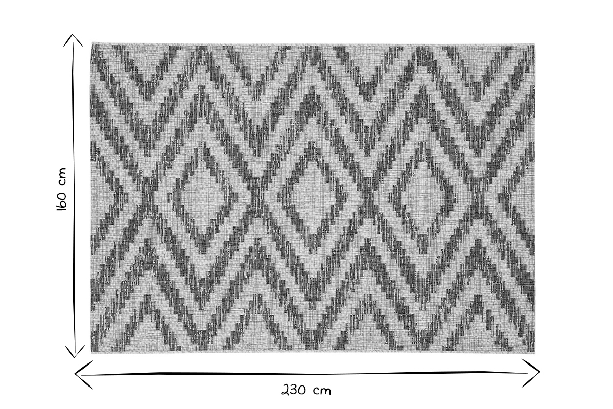 Alfombra de exterior con motivos geomtricos gris 160 x 230 cm LUDI