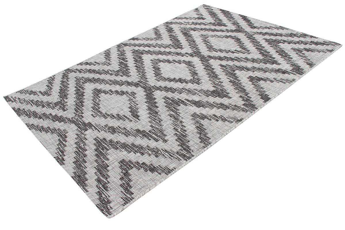 Alfombra de exterior con motivos geomtricos gris 200 x 280 cm LUDI