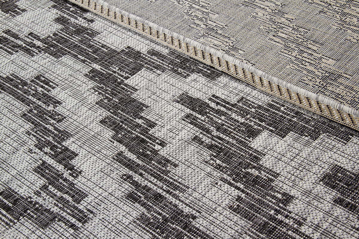 Alfombra de exterior con motivos geomtricos gris 200 x 280 cm LUDI