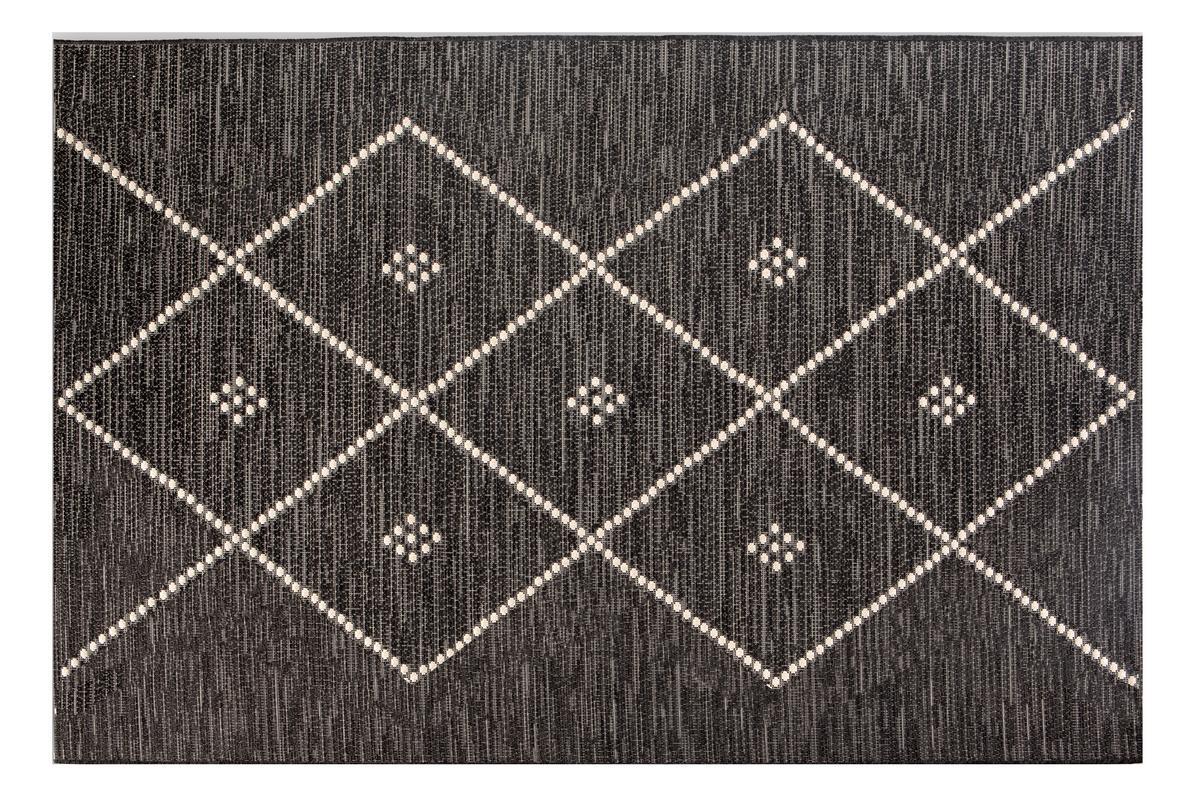 Alfombra de interior y exterior negra y blanca 60נ110 cm ASMA