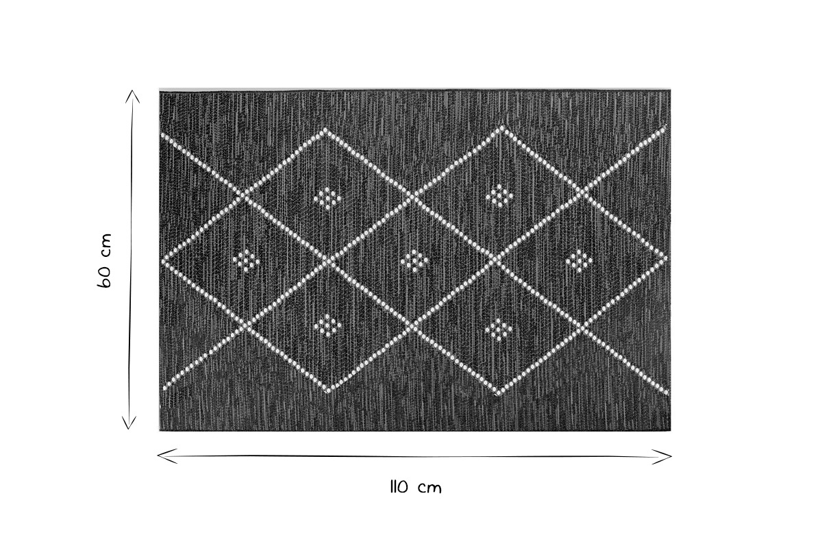 Alfombra de interior y exterior negra y blanca 60נ110 cm ASMA