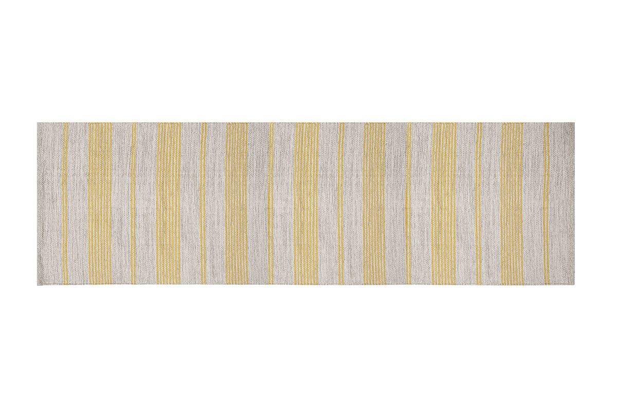 Alfombra de pasillo de algodn amarillo y beige 60 x 200 cm CABOURG