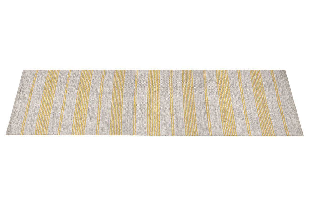 Alfombra de pasillo de algodn amarillo y beige 60 x 200 cm CABOURG