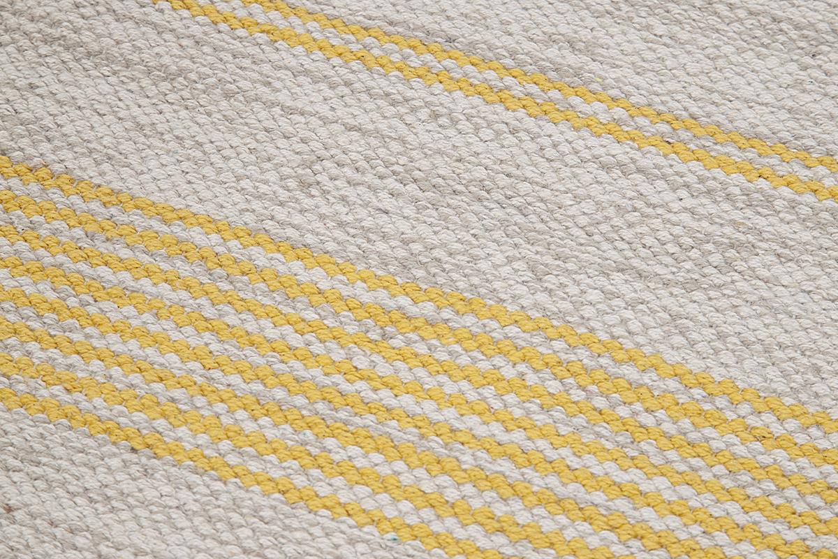 Alfombra de pasillo de algodn amarillo y beige 60 x 200 cm CABOURG