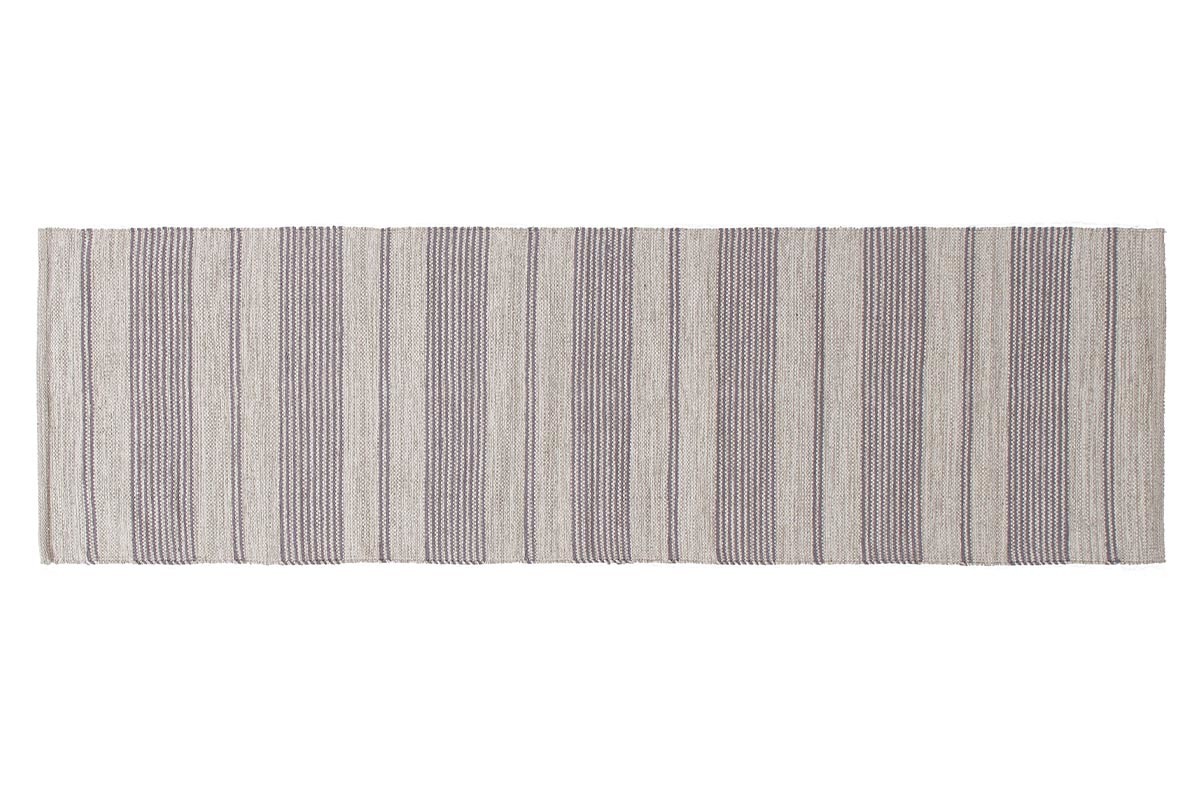 Alfombra de pasillo de algodn gris y beige 60נ200cm CABOURG