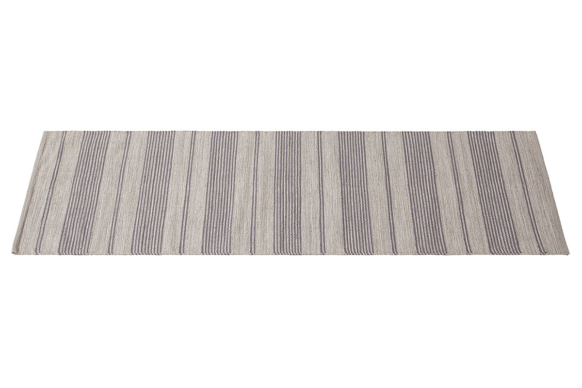 Alfombra de pasillo de algodn gris y beige 60נ200cm CABOURG