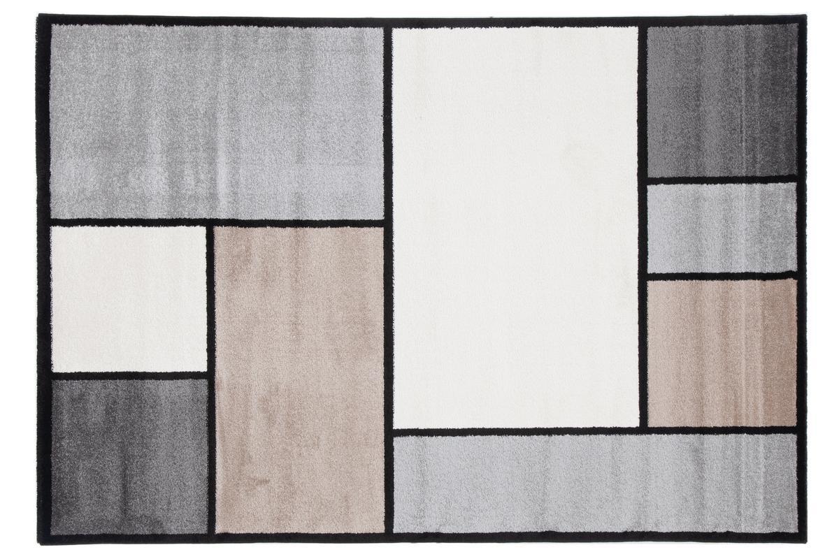 Alfombra dibujo blanco, beige y gris 160 x 230 cm - CUBIK