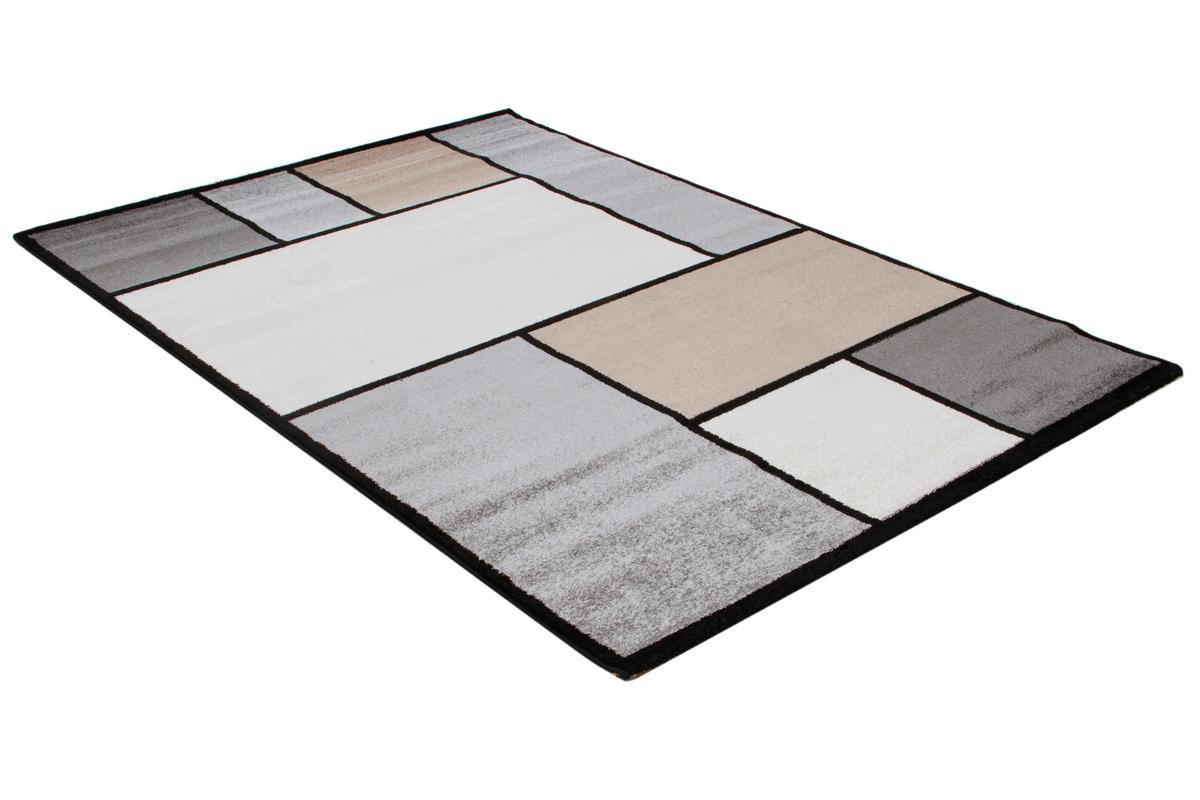 Alfombra dibujo blanco, beige y gris 160 x 230 cm - CUBIK
