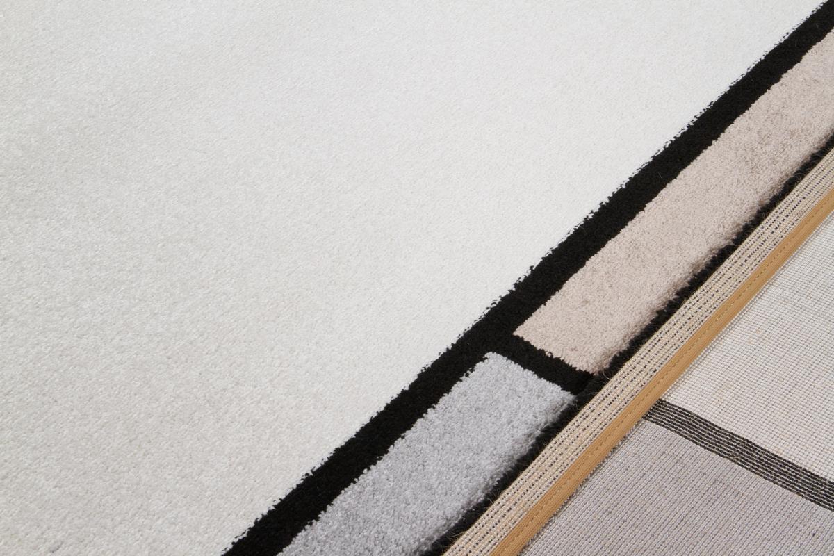 Alfombra dibujo blanco, beige y gris 160 x 230 cm - CUBIK