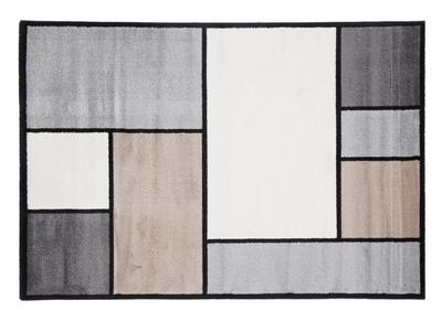 Alfombra dibujo blanco, beige y gris 160 x 230 cm - CUBIK