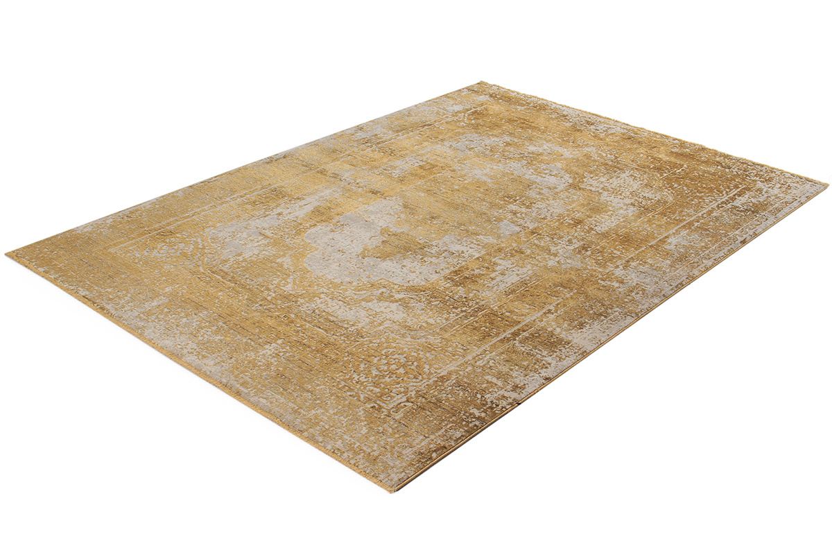 Alfombra efecto desgastado amarillo con motivo grabado 160 x 230 cm PERSE