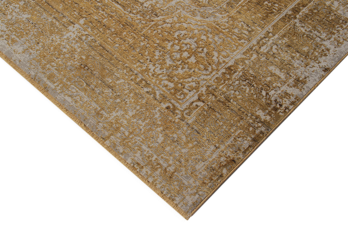 Alfombra efecto desgastado amarillo con motivo grabado 160 x 230 cm PERSE