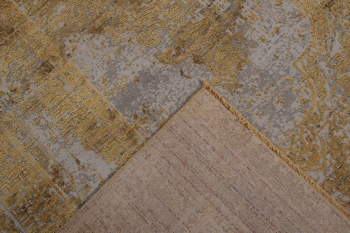 Alfombra efecto desgastado amarillo con motivo grabado 160 x 230 cm PERSE