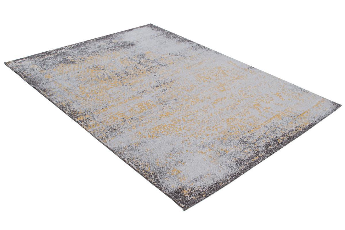 Alfombra efecto usado amarillo oro y marrn con motivo tejido 160 x 230cm - ASTRA