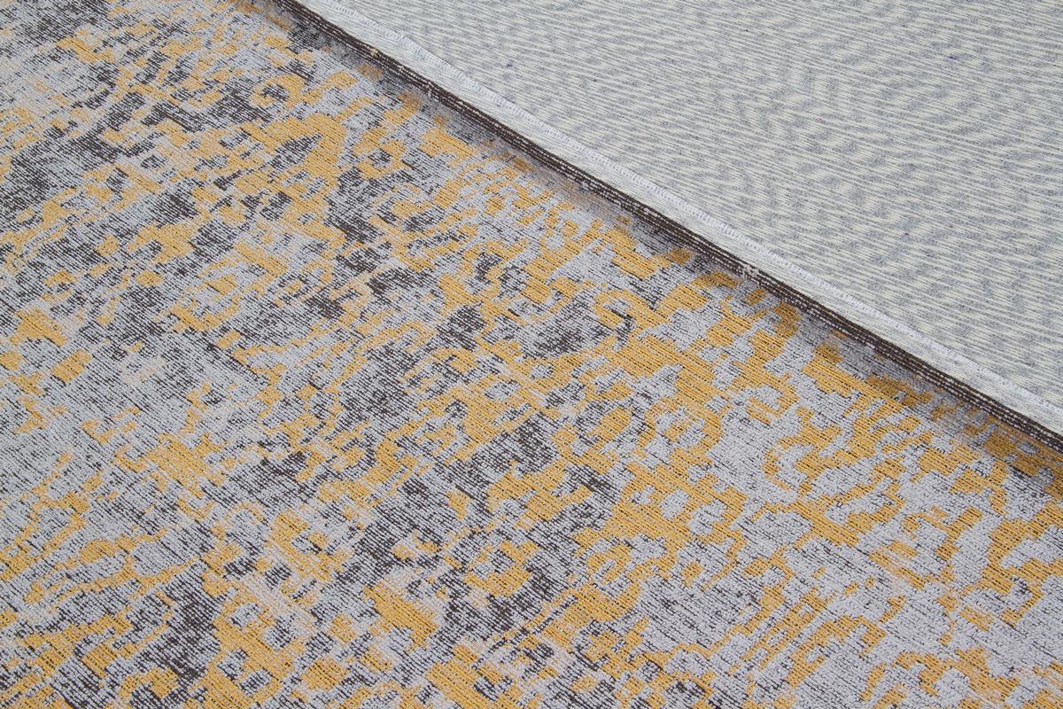 Alfombra efecto usado amarillo oro y marrn con motivo tejido 160 x 230cm - ASTRA