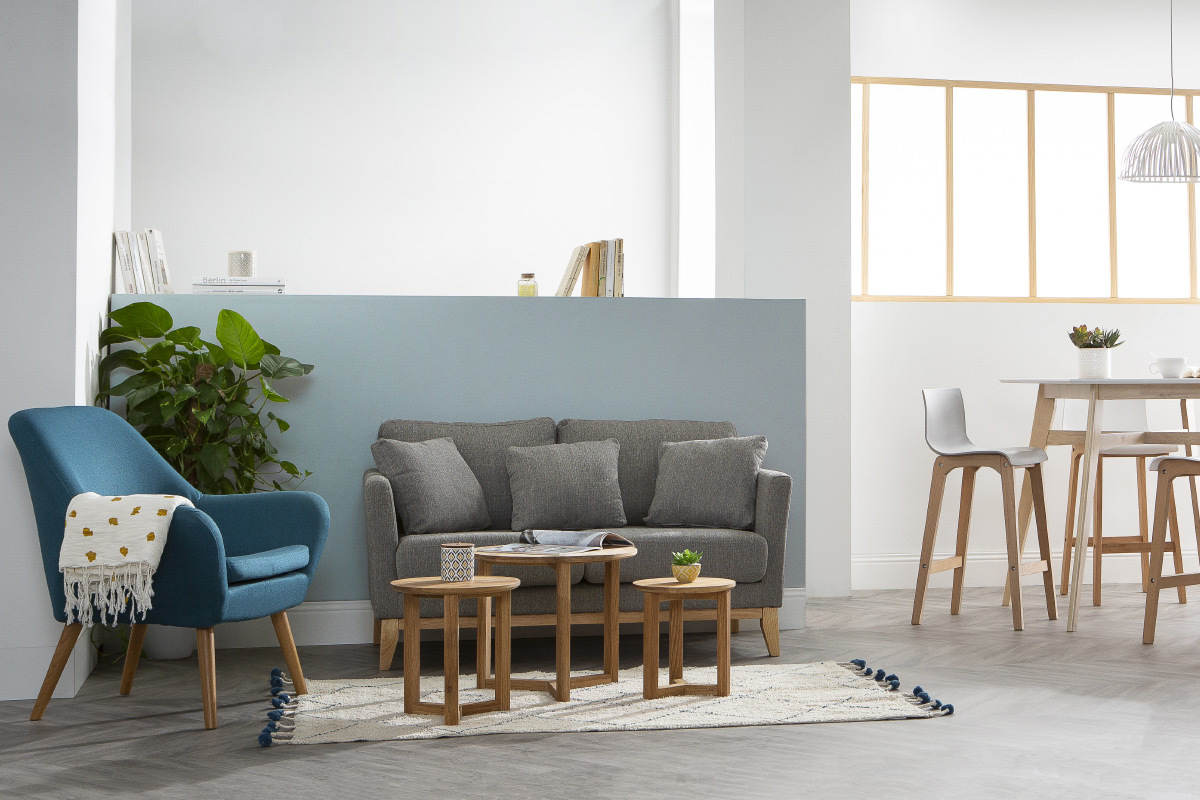 Alfombra en algod�n natural y pompones 110x170 cm TANVI