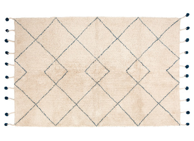 Alfombra en algod&oacute;n natural y pompones 110x170 cm TANVI