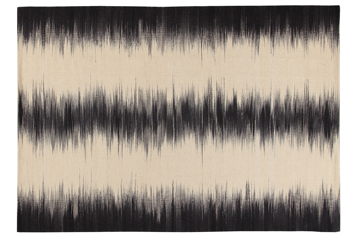 Alfombra en lana marfil y negro 160 x 230 cm IKAT