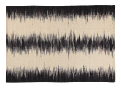 Alfombra en lana marfil y negro 160 x 230 cm IKAT - Alfombra en lana marfil y negro 160 x 230 cm IKAT
