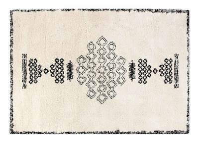 Alfombra estilo bereber en lana negra y blanca 160x230 cm OYO - Alfombra estilo bereber en lana negra y blanca 160x230 cm OYO