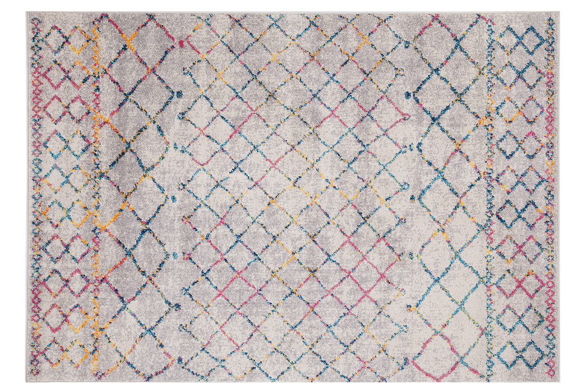 Alfombra estilo bereber gris y multicolor 200 x 300 cm CIELO