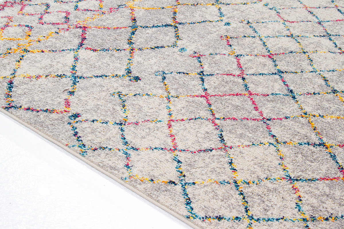 Alfombra estilo bereber gris y multicolor 200 x 300 cm CIELO